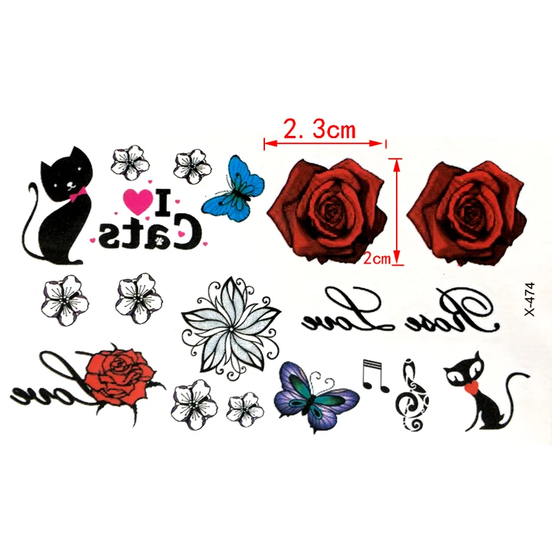 Rose Wasserdicht Temporäre Tattoos Männer Tattoo Body Art schwarze Katze Flash Tattoo Tattoo Tatuajes Temporales Henna Tattoo Ärmel – Detail 2