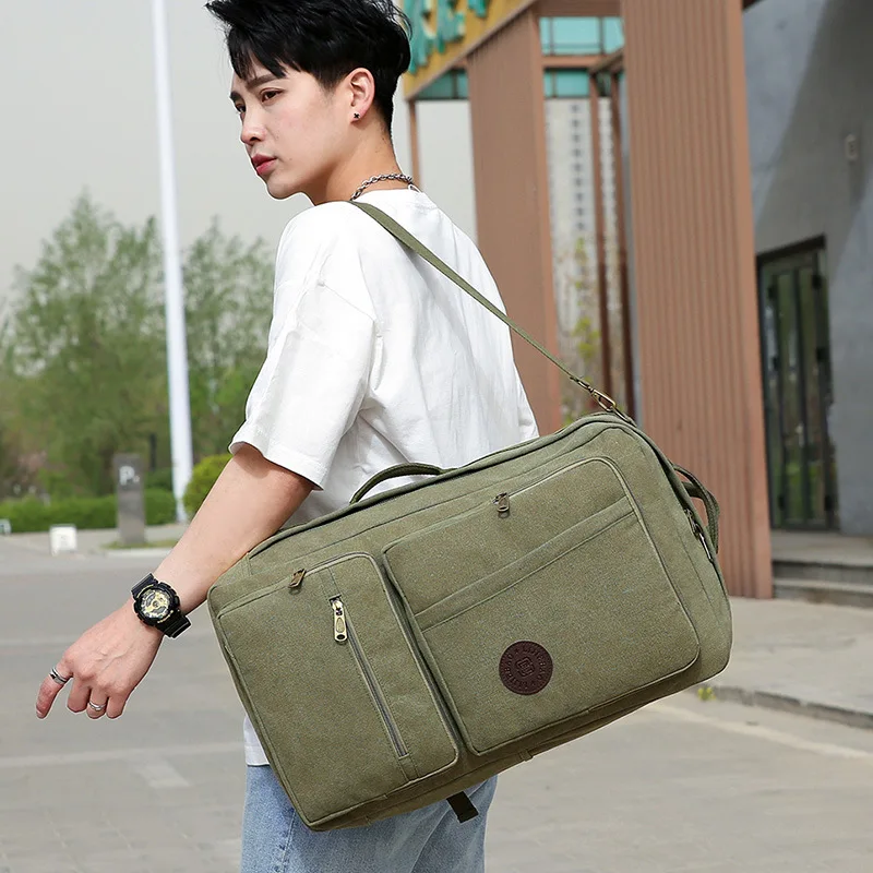 

New Fashion High Quality Canvas Backpack Large Capacity Mountaineering Travel Multifunctional Backpack Simple Student Schoolbag