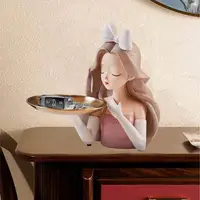 Key Holder For Table Entryway Tray Decorative Trays Candy Tray Key Bowl Resin Girl Statue Jewelry Organizer Collectible 1