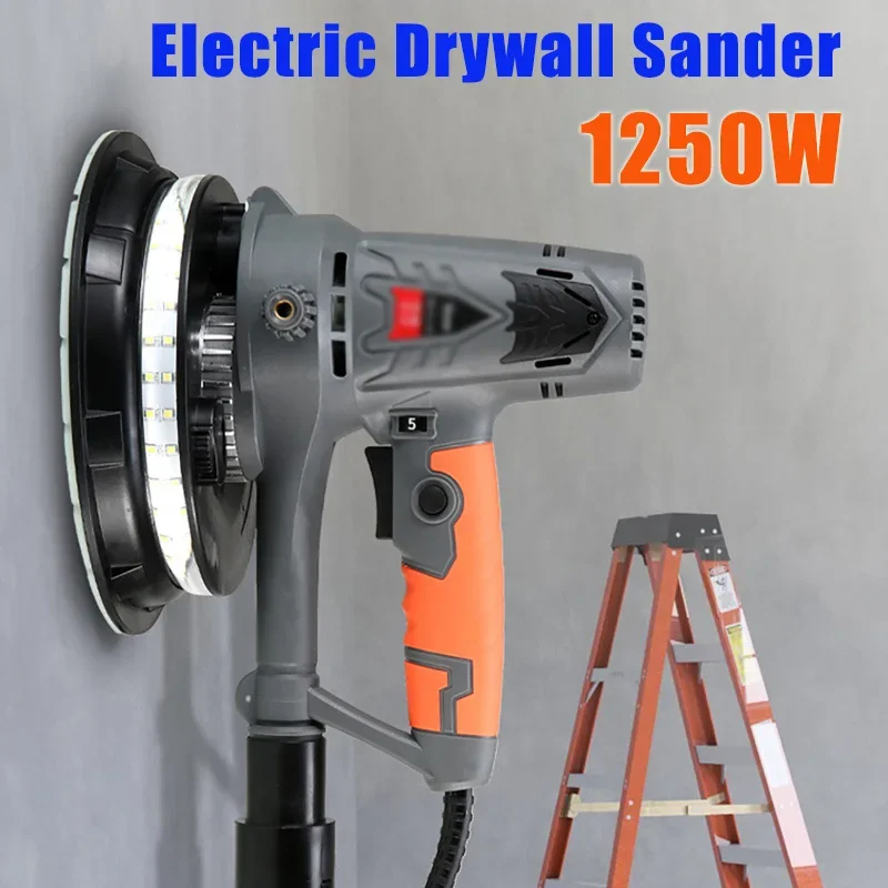 Electric Drywall Sander Machine 1250W Wall Polishing Machine LED Handheld Power Tools Wall & Floor Residue Removal Tools