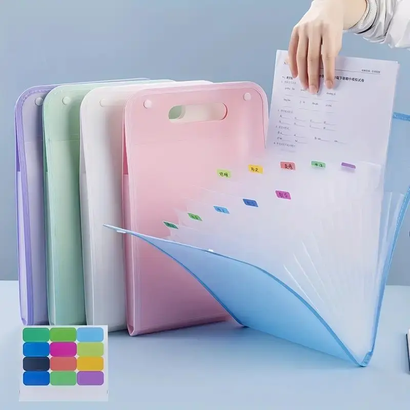 13 Pocket File Folders Portable A4 Letter Size Document Organizer for Classroom Office Home Storage