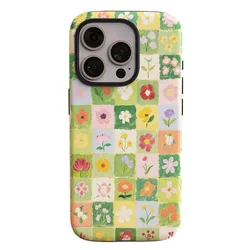 Grid Pattern Flower Shockproof Phone Case with 2 - in - 1 Film Shell Back Cover - OPPO Find X3 Lite (Hua012)