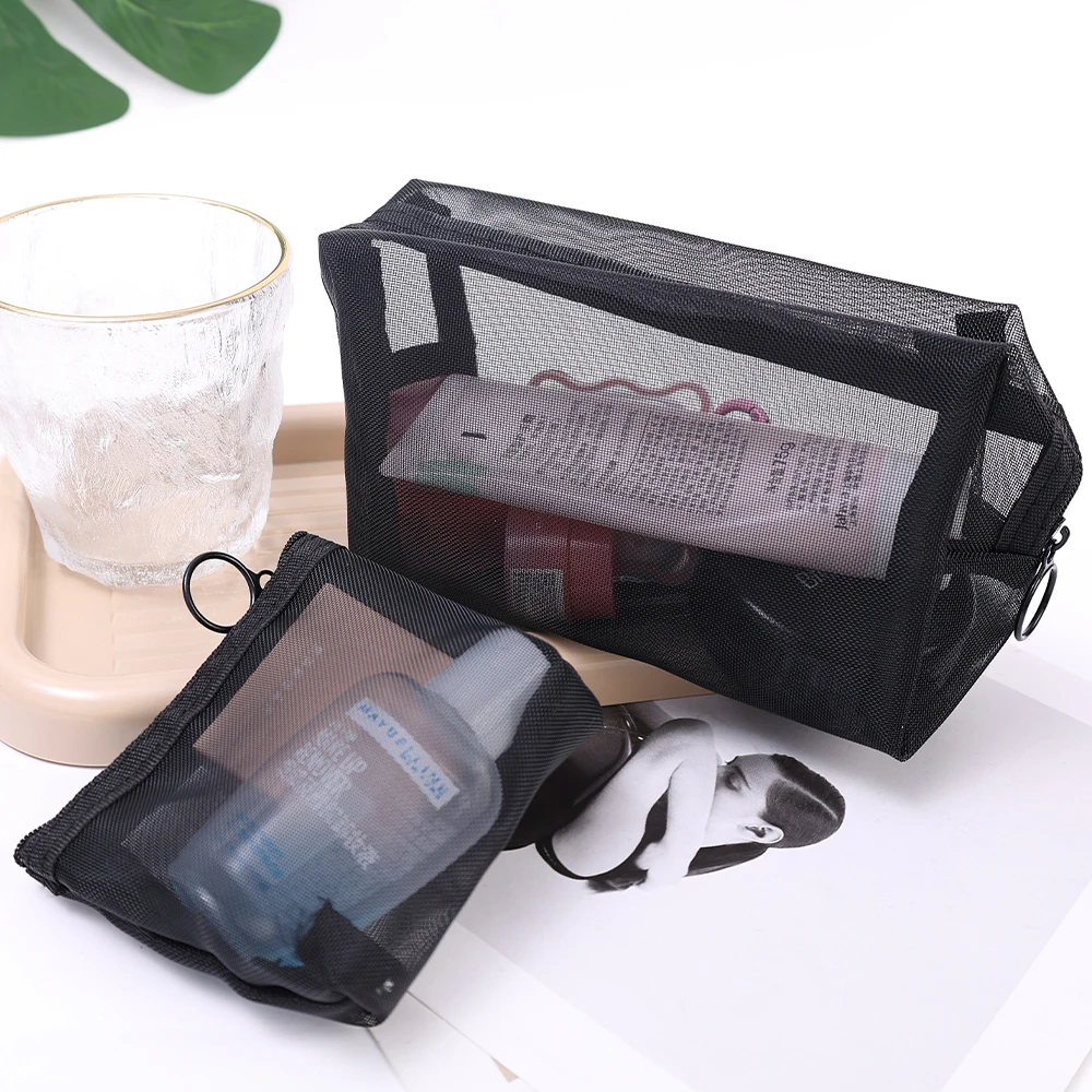3PCS Women's Cosmetic Bag Mesh Storage Organizer for Cosmetics Pencil Case Travel Girl Brush Toilet Makeup Pouch Case makeup organizer cosmetic bag storage bag cosmetic storage bag toiletry bag makeup bag cosmetic case