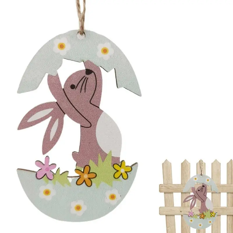 

Easter Bunny Wooden Sign Happy Bunny Hanging Ornaments With Easter Eggs Bunny Colorful Eggs Hanging Decor For Easter And Home
