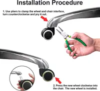2" Metal PU Office Chair Swivel Casters Furniture Wheels Grip Ring Stem with Brake for Sofa Bed Goods Shelf Storage Rack 5Pcs - Image 5