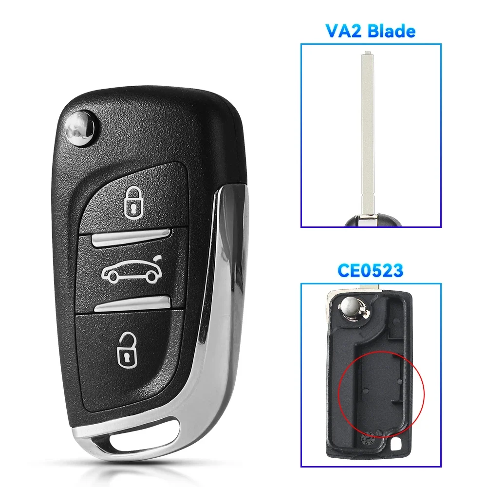thumbnail image 1 of KEYYOU 1 llave de coche modificada para Peugeot 307 408 308 para Citroen C-Triomphe C-Quatre C2 C3 C4 C5 Berlingo CE0536 CE0523, 1 of 5