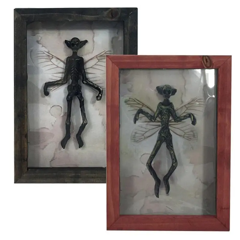 Gothic Mummified Fairy Skeleton Mysterious Ghost Specimen Photo Frame Halloween Decorations Bat Display Frame Decoration Crafts