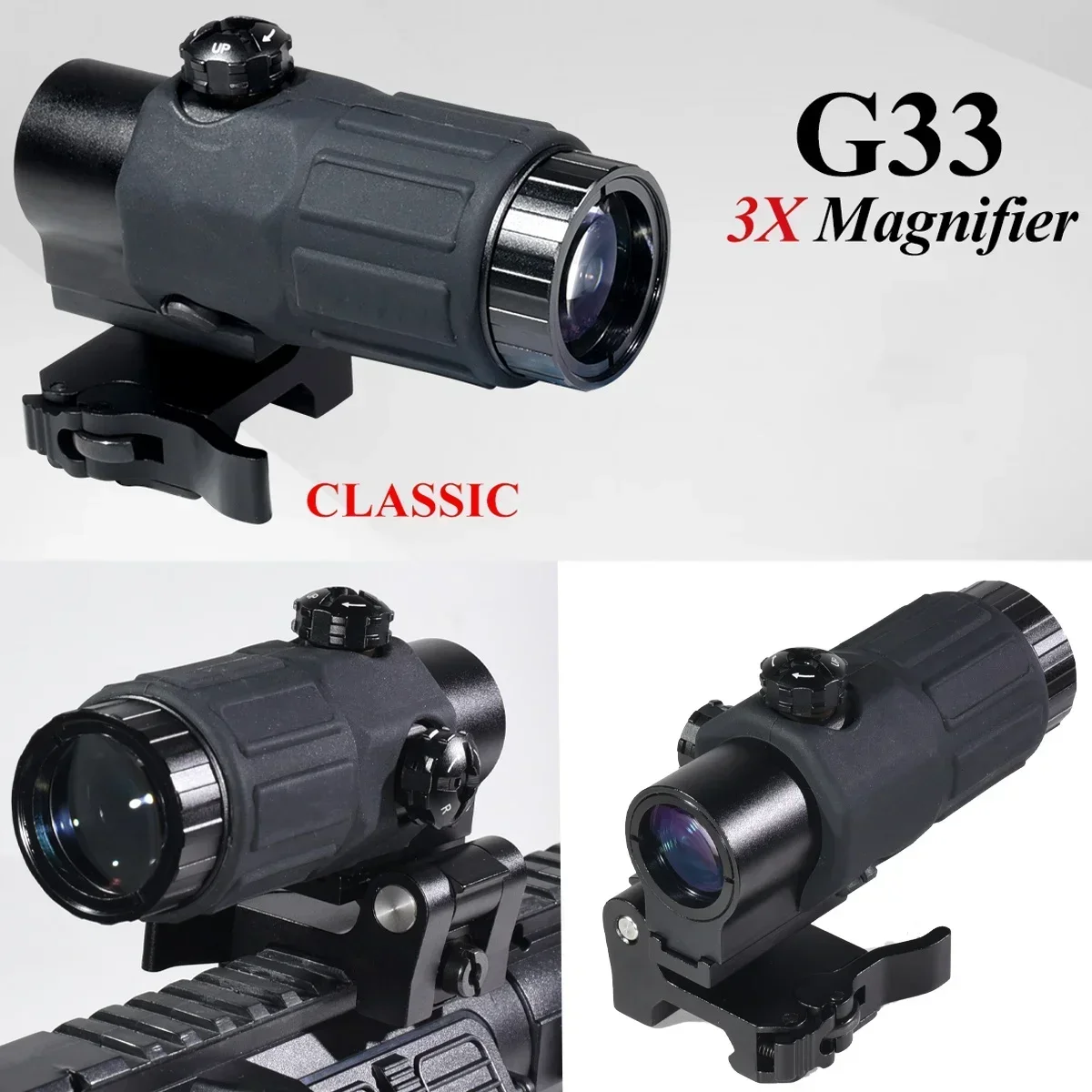 Tactical Magnifier Scope Tactical E*t*ch G33 G43 G45 Fixed 3X 5X Magnifier Scope with Switch To Side Quick Detachable QD Mount Hunting Sight Fit Hunting