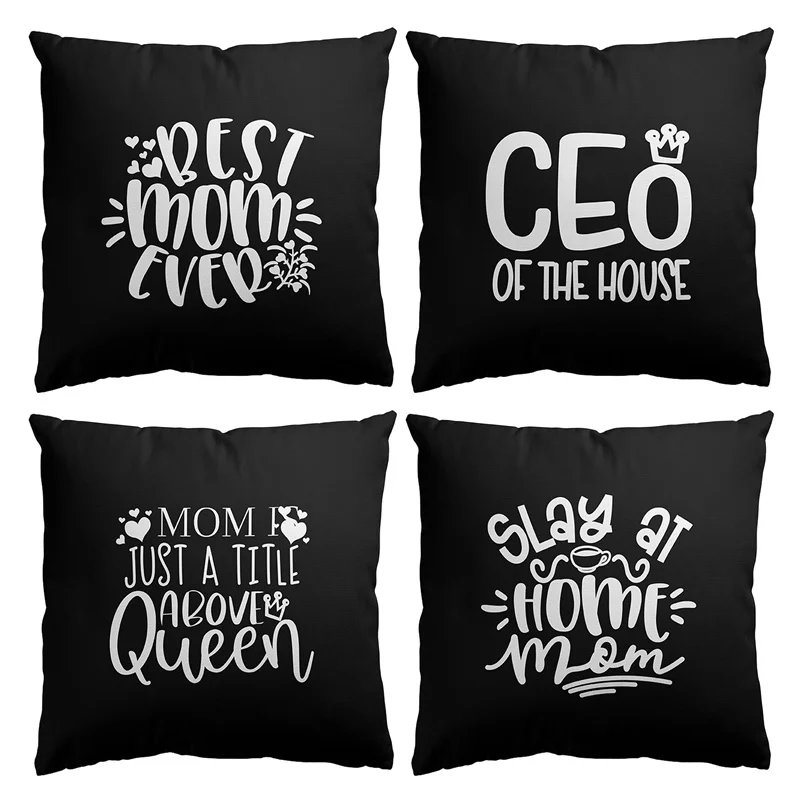 Aertemisi Set Di 4 Best Mom Ever Mom Slay At Home Mom Square Throw Pillow Fodere Per Cuscini Federe 45Cm X 45Cm
