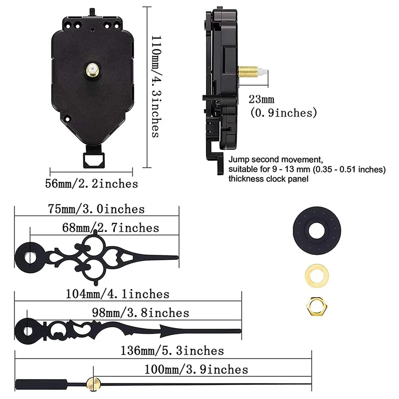 A64K 2 Pcs 23Mm 석영 진자 시계 운동 메커니즘 DIY 시계 수리 부품 액세서리에 대 한 시계 손 키트