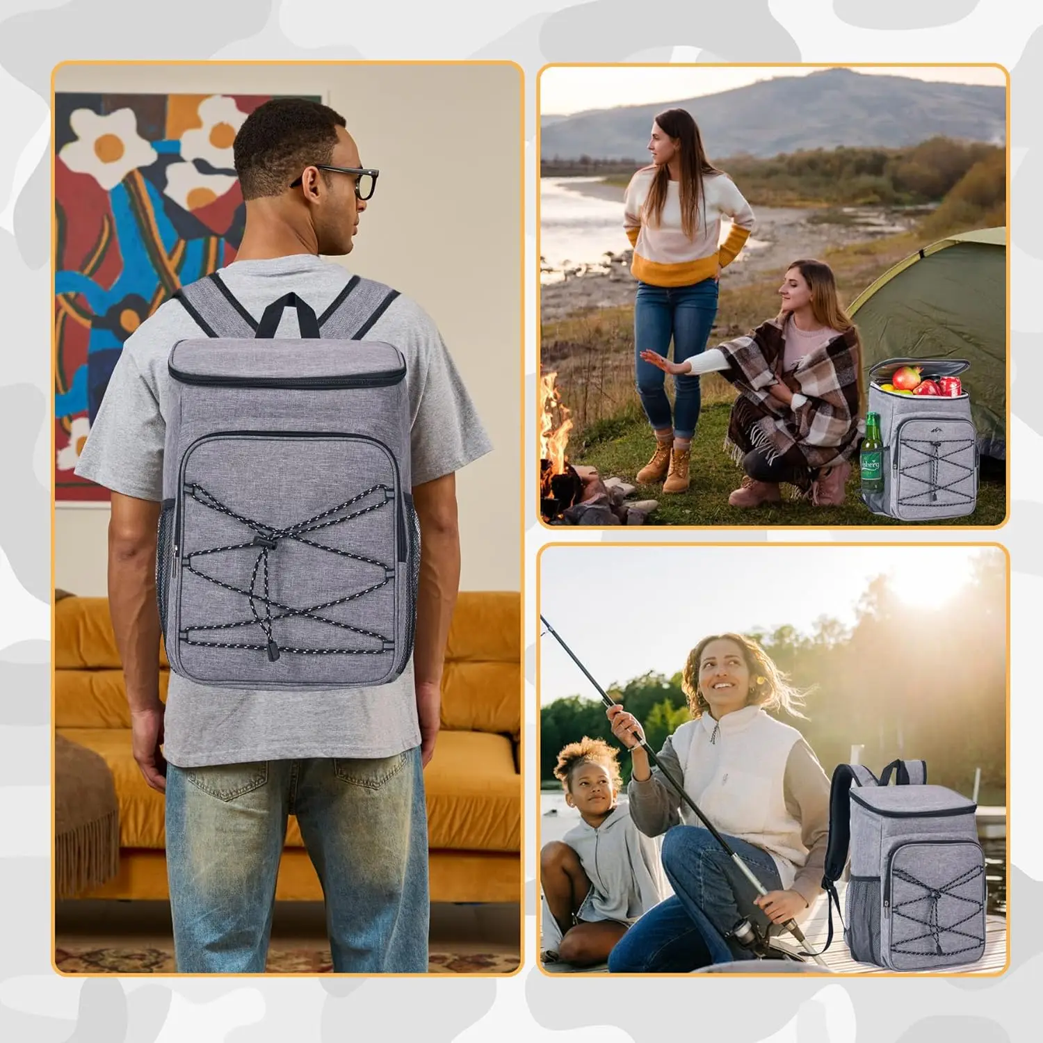 Cooler Backpack Large Insulated Leak Proof Lunch Backpack Portable Lightweight Cooler Bag for Travel Hiking Camping