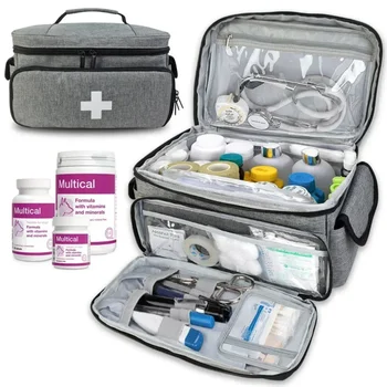 Borsa per kit di pronto soccorso da viaggio per borsa da trasporto medica domestica Organizzatore di archiviazione multifunzionale Scatole per medicinali a strati Armadietto per medicinali