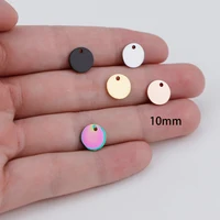 MaiLun 50pcs 10mm Custom Logo Tags Laser Engraved Charms Engravable Charms Necklace Tag Metal Tags Jewelry Making Accessories