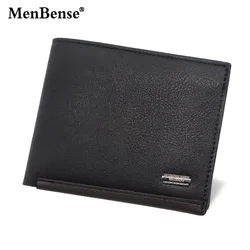 Premium Black Real Cowhide Leather Men's Wallet - Elegant Short Design with Coin Pouch (Black)