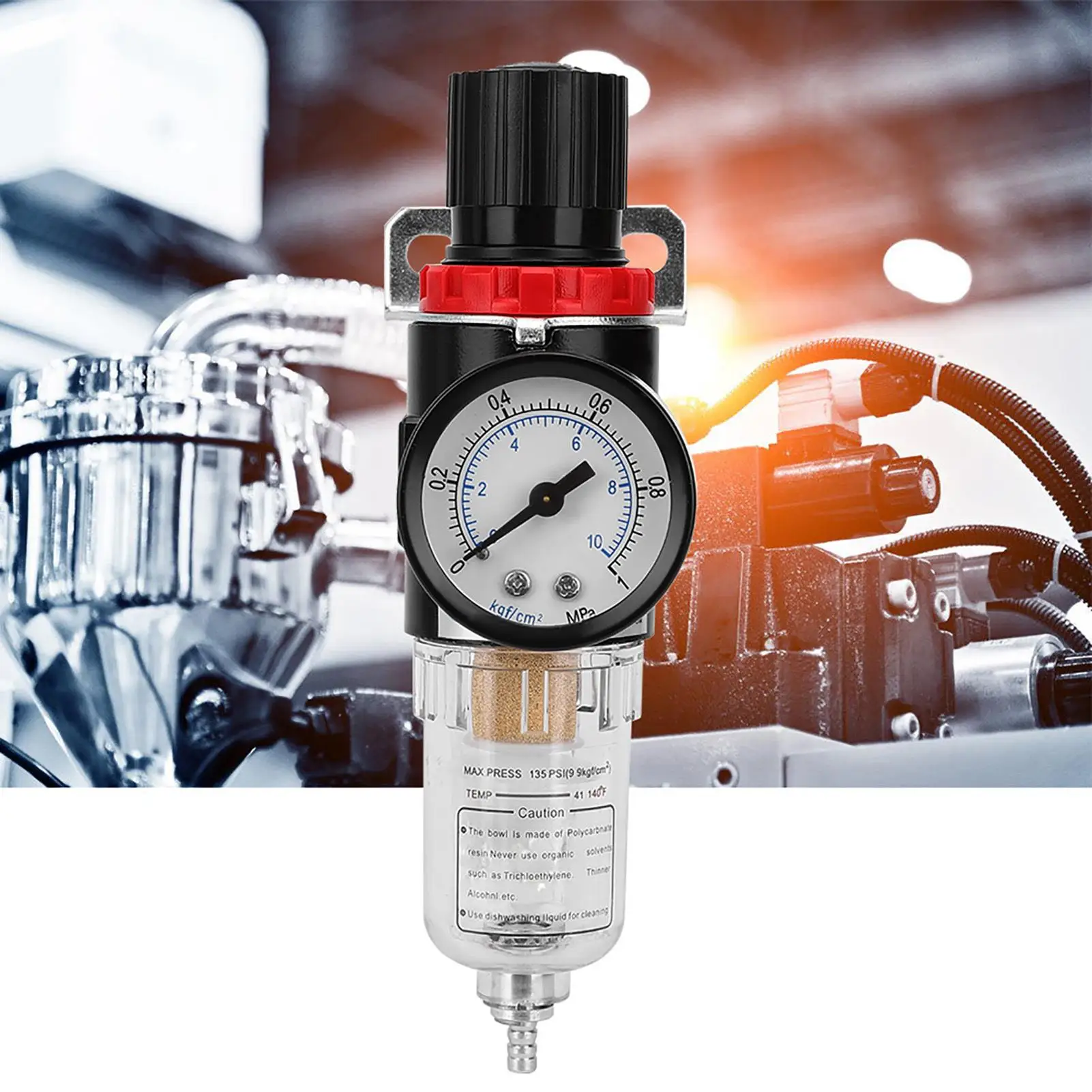 1/4 Inch AFR2000 Compressed Air Filter Oil-Water Separator with Pressure Gauge and Oil Water Regulator