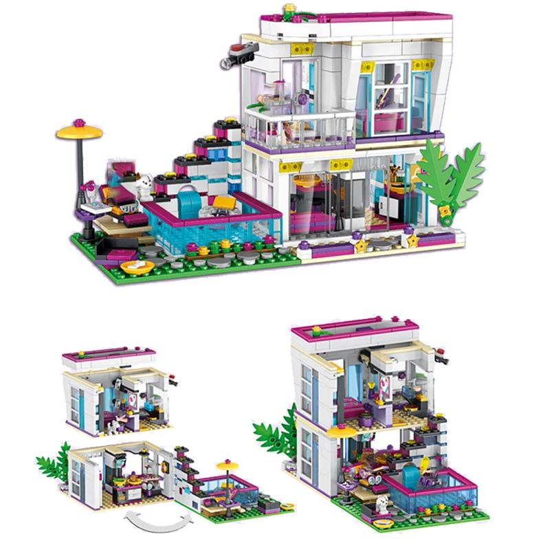 619pcs Friends Livi's Pop Super Star House Mixed 10498 Model Building Blocks Brick Compatible Children Sets Birthday Gift building block toys building toy set