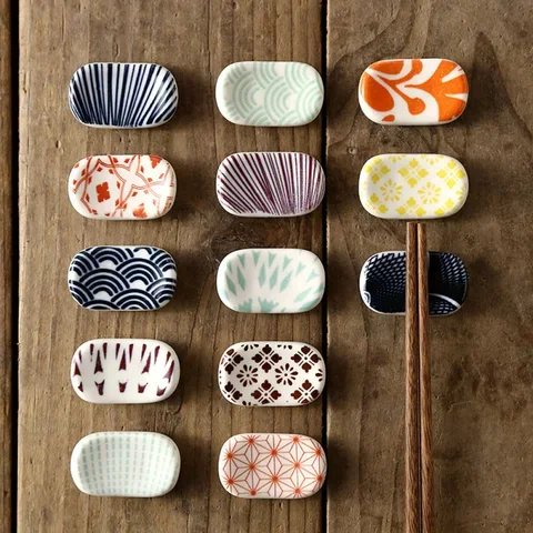 

4PCS/lot Household Spoon Chopstick Holder Japanese Style Underglaze Ceramic Tableware Ornaments DIY Supplies Restaurant