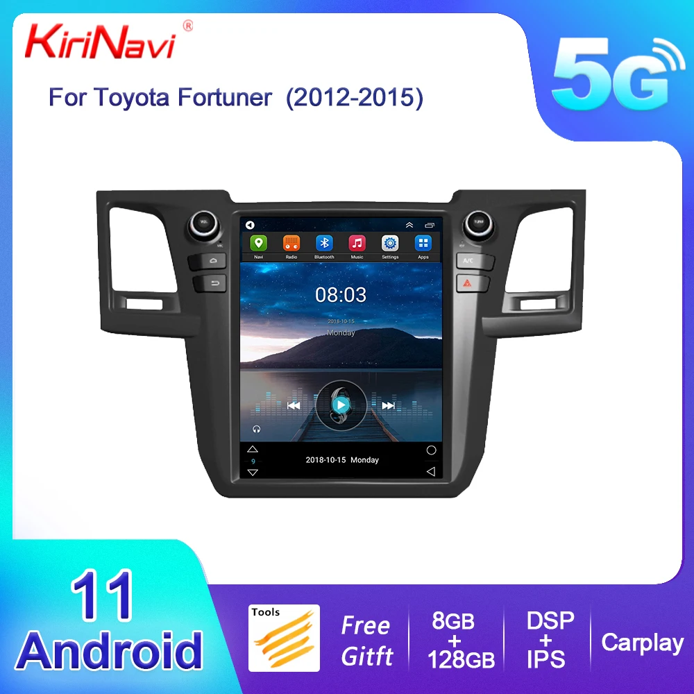 

kirinavi Tesla Style Vertical Screen Android 13 Car Radio For Toyota Fortuner Hilux DVD Multimedia Video Player Autoradio