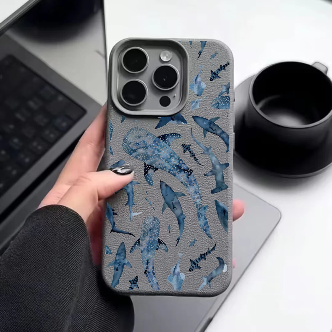 Ocean Shark Whale Design Phone Case - Vibrant Marine Life Protective Cover