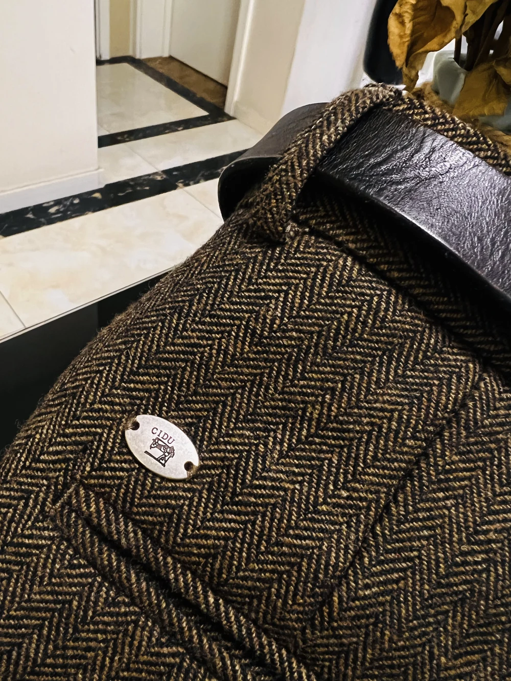 Tailor Brando British Retro Herringbone Wool Micro Tapered Trousers 9.5-point Men's Tweed Trousers 4