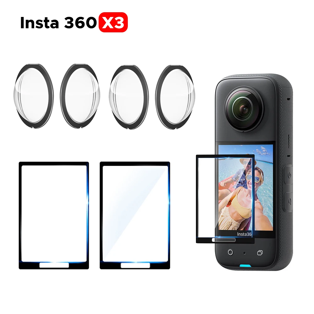 

For Insta360 X3 Protective Lens and Screen Guards Protector Tempered Glass Cap with Spare Stickers Insta 360 Accessories