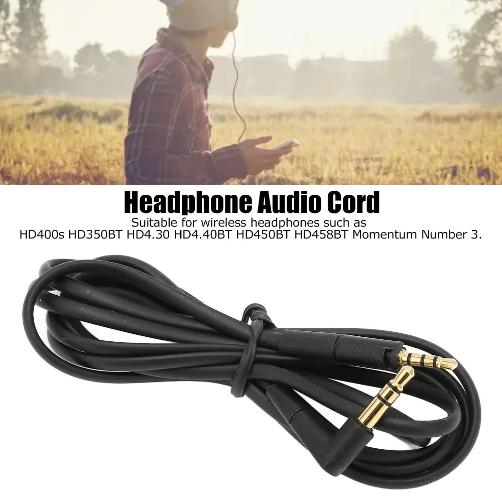 OFC Replacement Aux 3.5mm PVC Cable Extension Cord For Sennheiser Momentum 4 3 2 1 4.0 3.0 2.0 1.0 HD1 Over On Ear Headphones