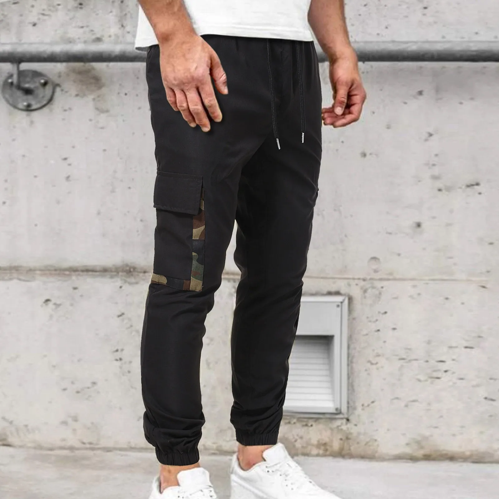 Men's Oversize Pants Fitness Casual Mid Waisted Trousers Color Block Sports Jogging Pants With 4 Pockets Sweatpants workout joggers