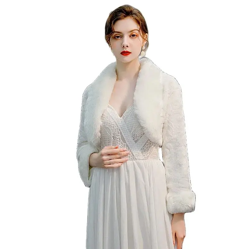 

Bridal Shrug Faux Fur Bridal Wedding Jacket Wedding Bolero Winter Wedding Shawls Women Wraps Party Prom Dress Coat Bridal Shawl