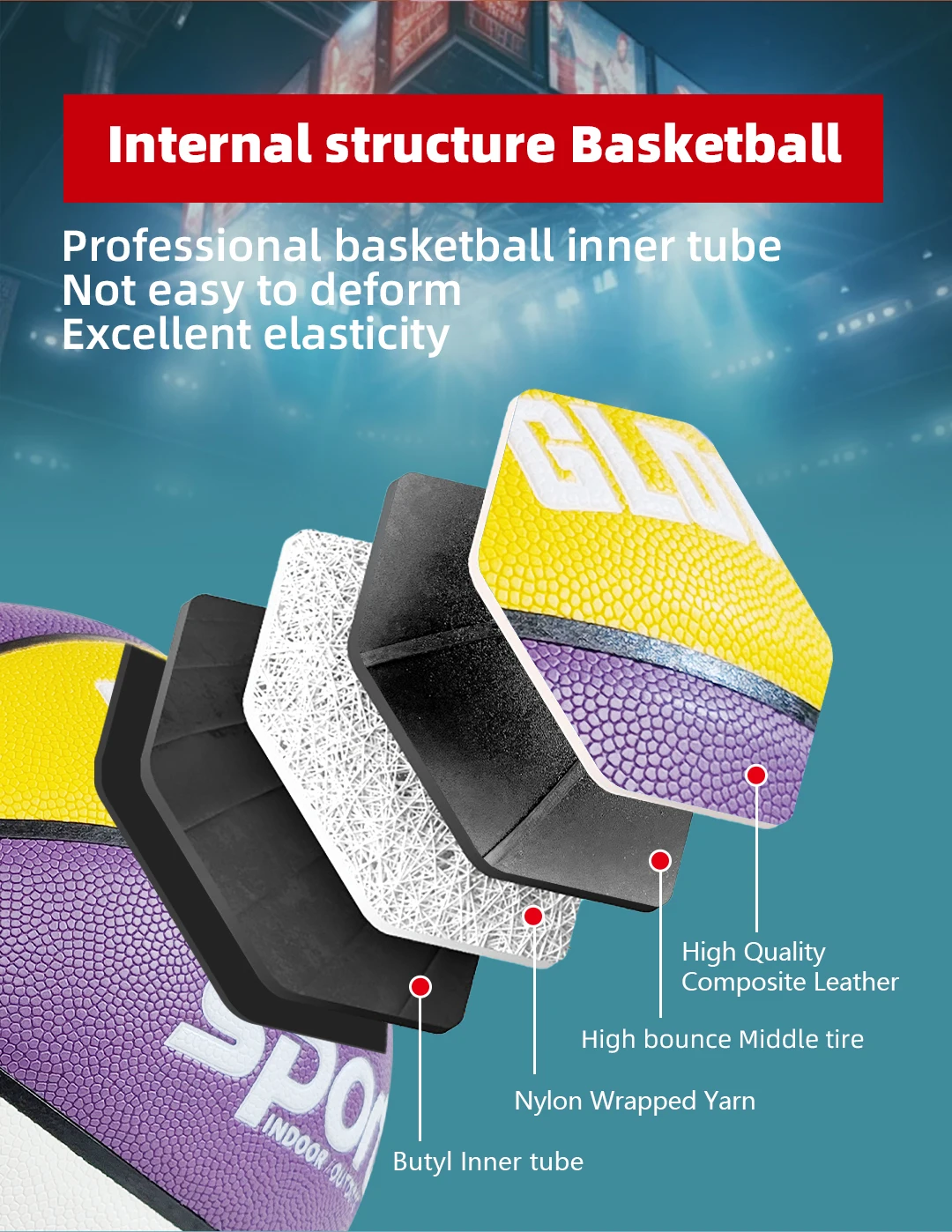 Glonity Bro XDGB-8205A002 Customized Basketball – Size 5/6/7 | Indoor & Outdoor Professional Training Ball