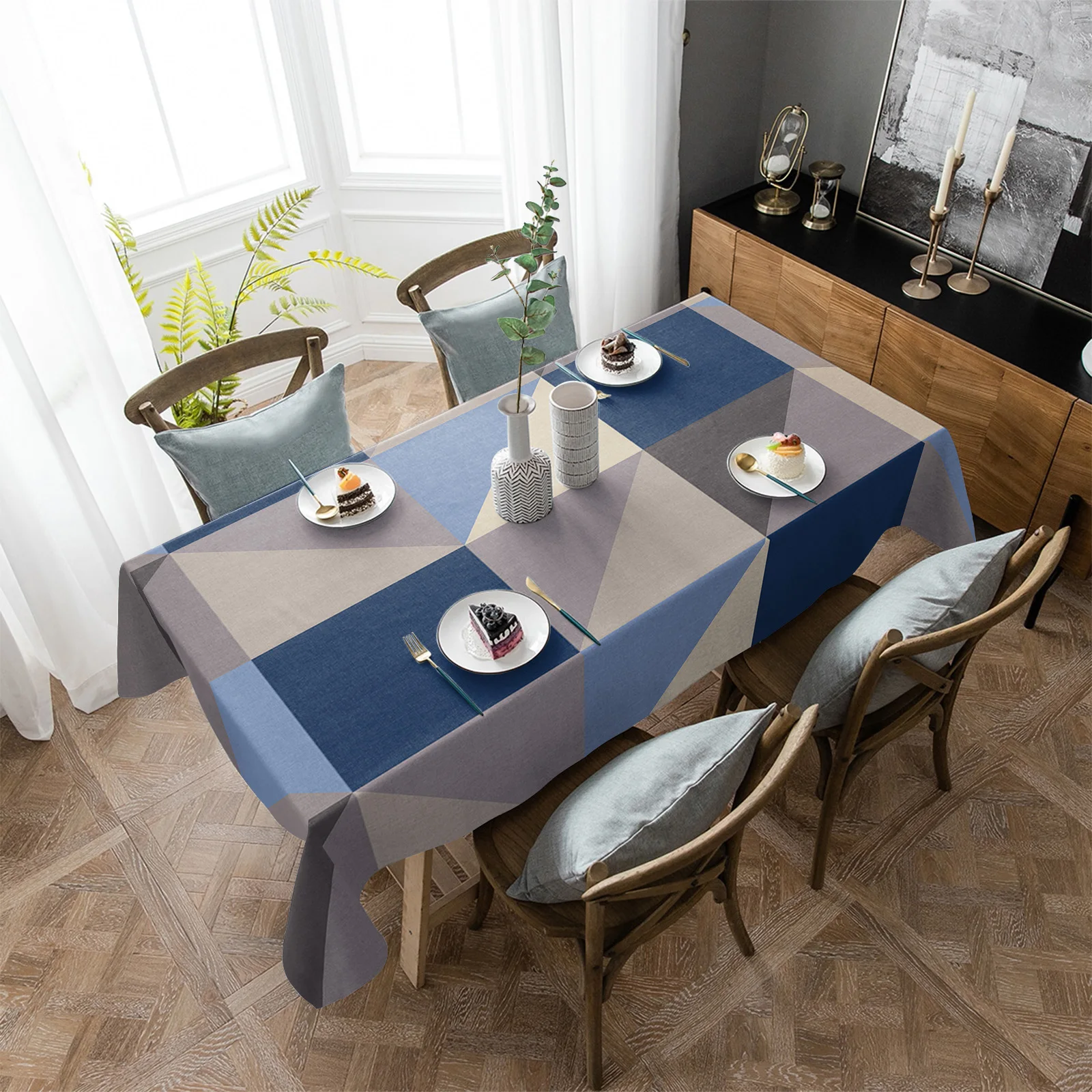 

Геометрическая треугольная Водонепроницаемая скатерть, предметы интерьера, прямоугольная скатерть для кухонного стола