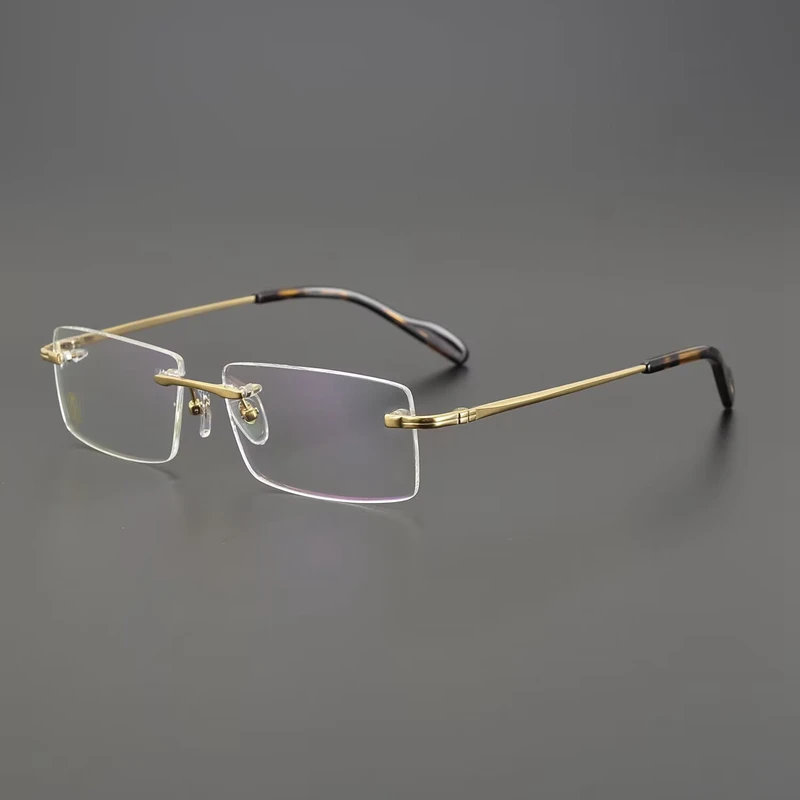 

Titanium Rimless Glasses Frames Anti Blue Light Reading Eyeglass for Women 2023 Trend Rectangular Retro Eyewear for Business Men