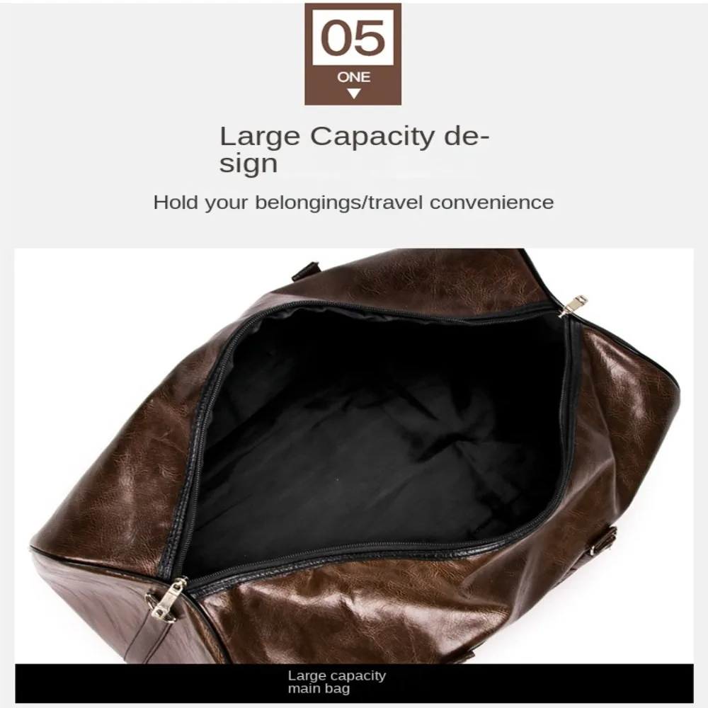 Business Trips Luggage Holdall New Large Capacity Pouch PU Leather Duffle Portable Soft Handbag Sports