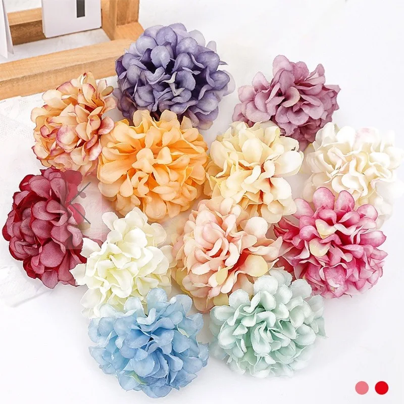 10Pcs Artificial Flowers Silk Hydrangea Fake Flower Head For Wedding Decoration Party Home Decor DIY Wreath Gift Craft Accessory