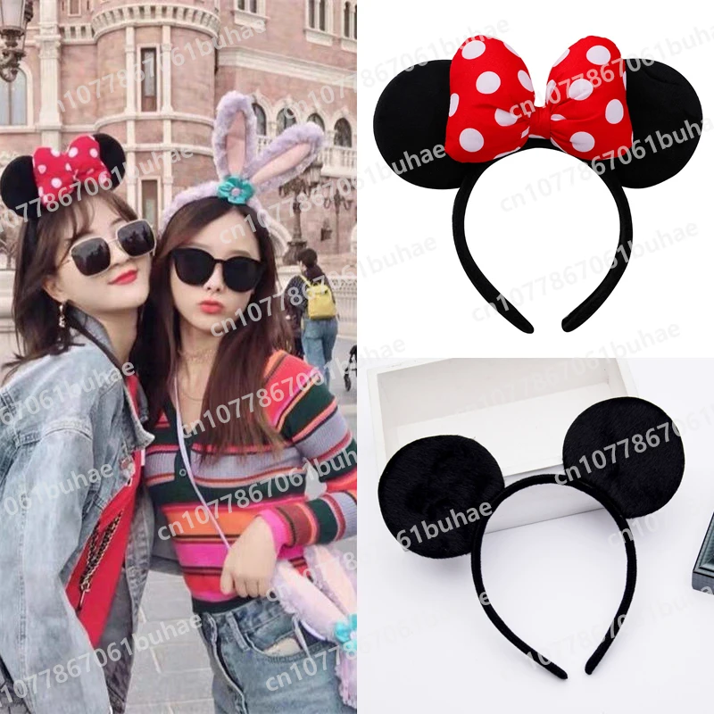 

Disney Head Ears Minnie Mouse Mickey Mouse Anime Girls Hair Bands Disney Princess Headdress Hoop Kawaii Plush Toys Gift