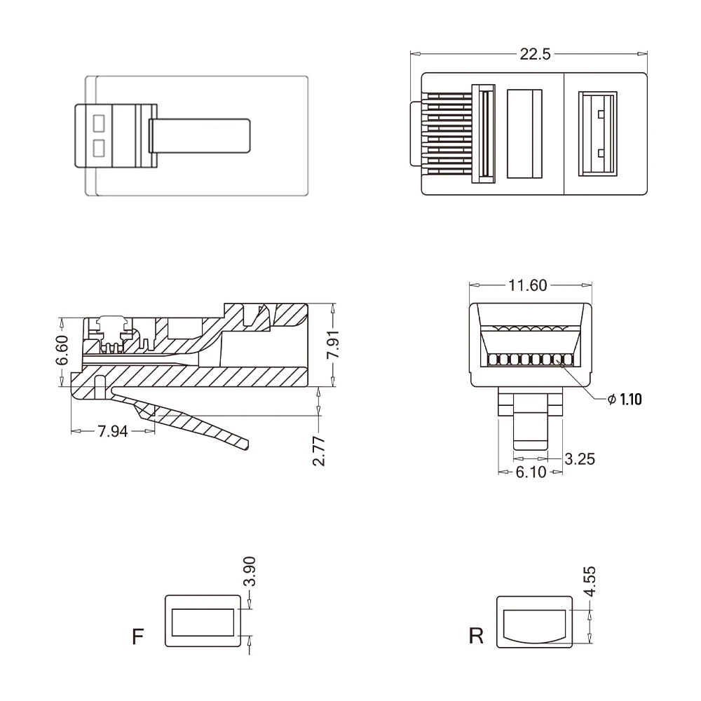 Passagem do Conector de Hoolnx Rj45 Através de Cat6a Cat6 50u Banhado a Ouro Plugue Modular para Utp Stp 2326awg Sólido ou Encalhado Cabo Ethernet - Imagem 5