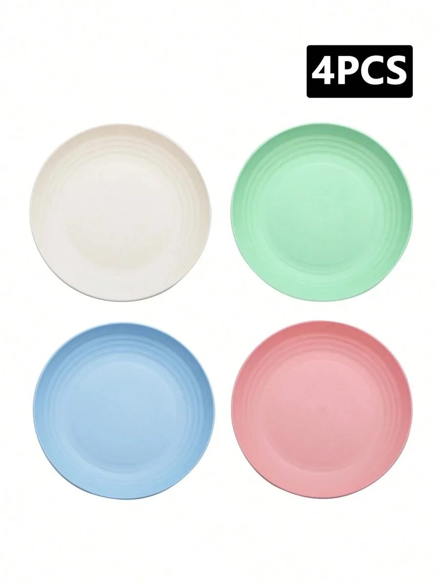 Plastic original plate reusable camping picnic dessert plate fruit dinner dishwasher and microwave safe 4/8pcs dining dish
