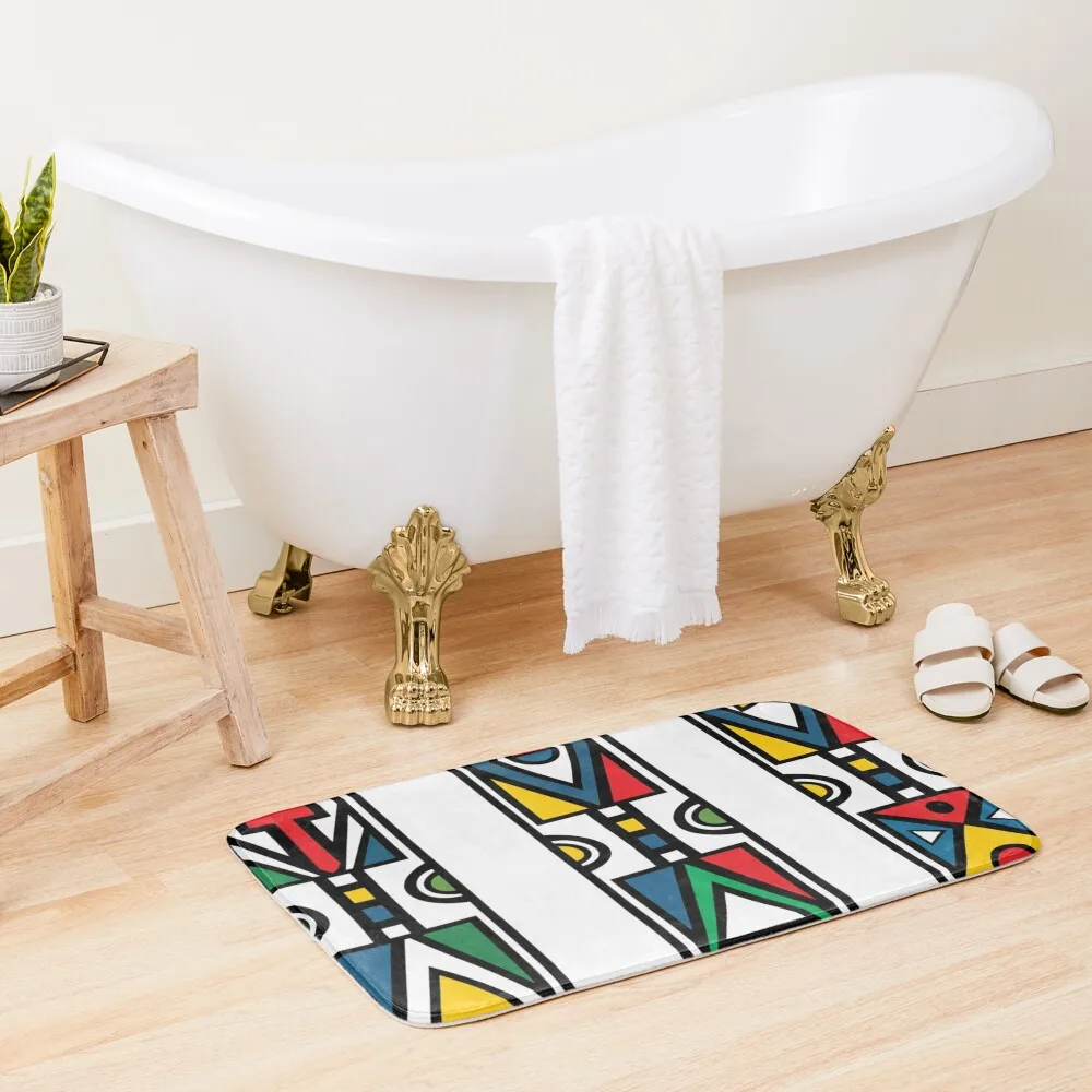 

Ndebele Fashion Tribal Pattern Style Art for tribe in Southern Africa Bath Mat Bathroom Floor Entrance Carpet Mat