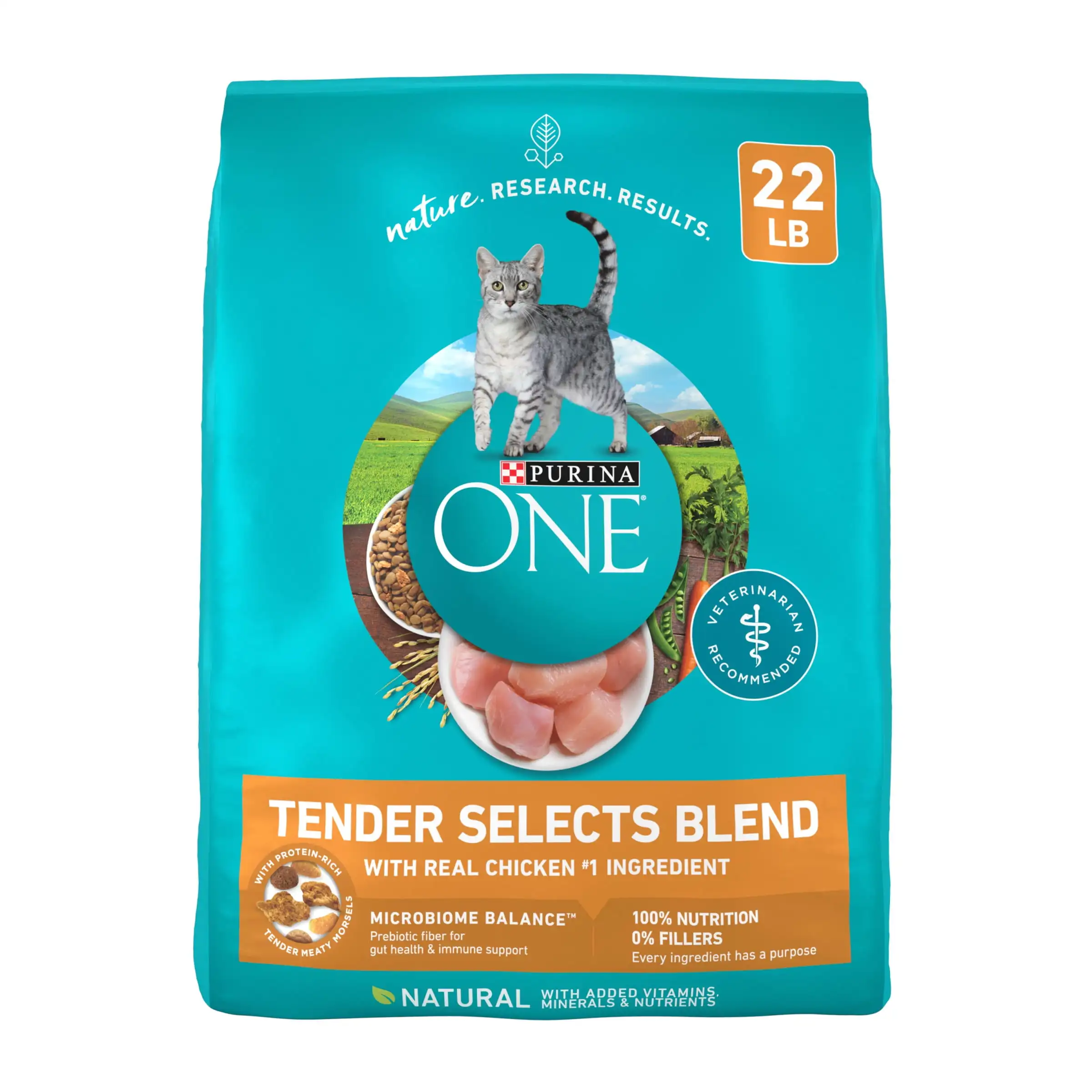 

Purina ONE Tender Selects Dry Cat Food for Adult Cats, High Protein Chicken, 22 lb Bag