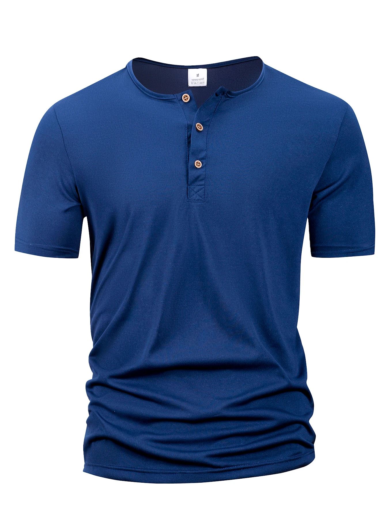 Summer Men Henley Collar T-shirts Button Slim Casual Male Solid Color Short Sleeve Men Sports T-shirt Polo shirt Tops 6