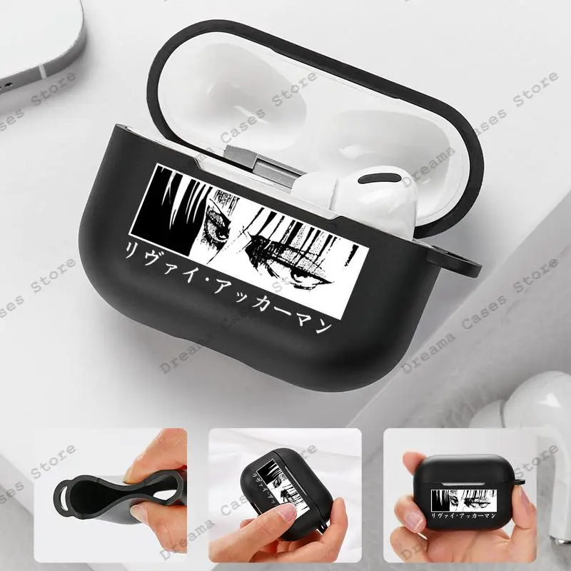 Attack on Titan Earphone Case for Airpods 2 1 Soft Black Wirless Bluetooth Headphone Cover Shingeki No Kyojin Anime AirPods Case