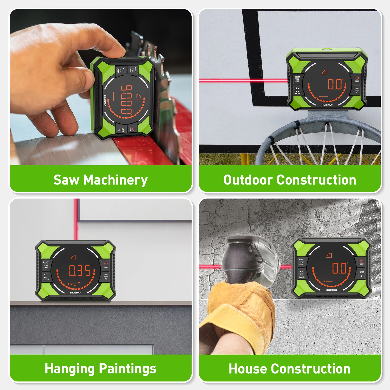 Huepar Digital Laser Angle Gauge 3-In-1 Electronic Protractor Angle Finder With LCD display & Magnetic Inclinometer Laser Dot laser angle gauge
