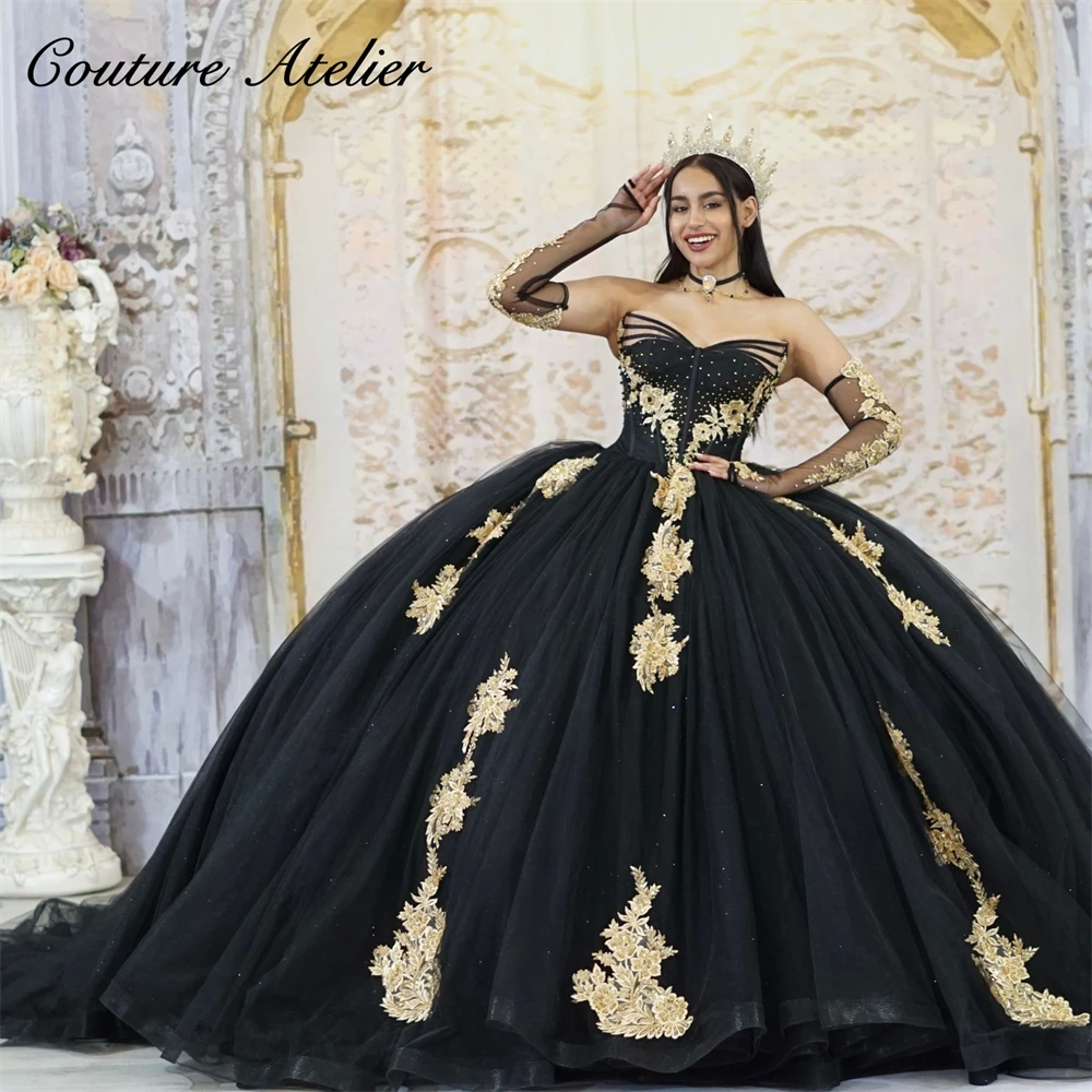 Quinceanera Negro Vestido De 15 En Negro Quinceañera Negro