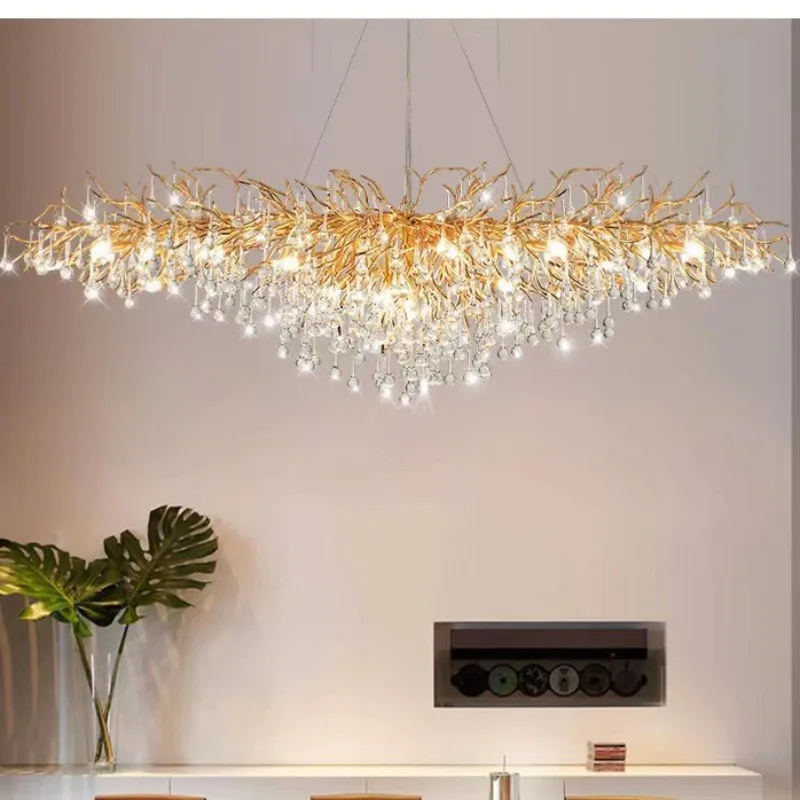 

Nordic Led Luxury Crystal Chandeliers Gold Chrome Water Drop Pendant Light Living Room Hotel Hall Villa Indoor Decor Fixtures