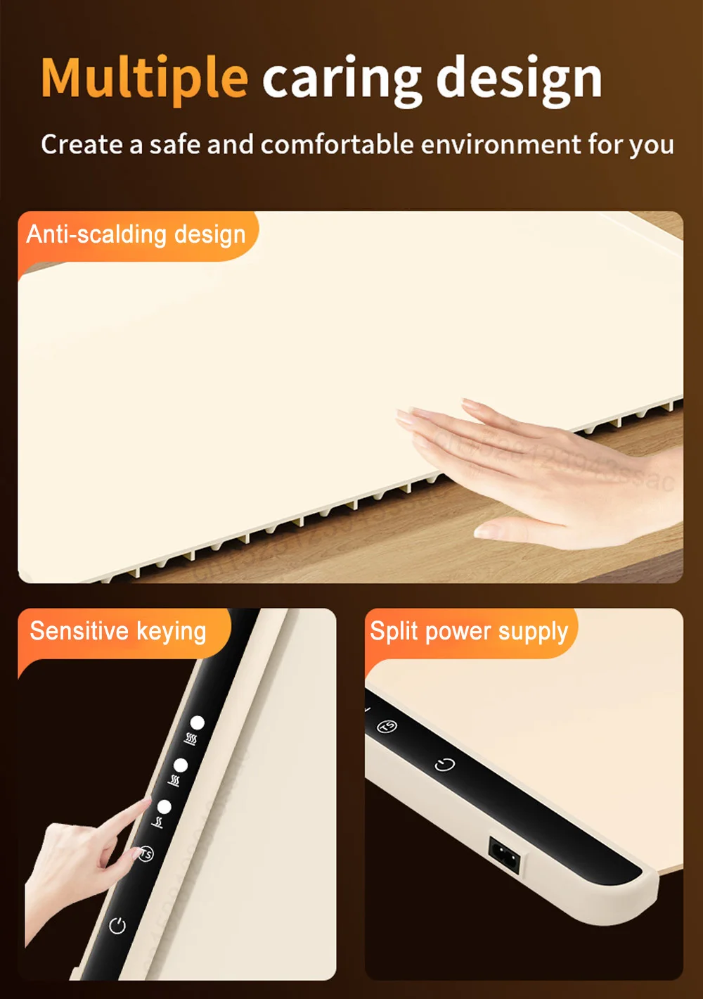 Electric Warming Tray Foldable Food Warmer Fast Heating Portable Dining Table Warmer Food Warmer Mat with Full Surface Heating