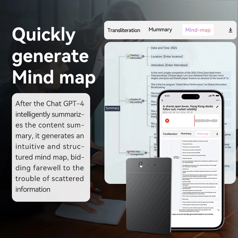 AI Voice Recorder App Control Digital Transcribe Recording Device Language Translation Voice Recorders For Lecture Meeting Calls