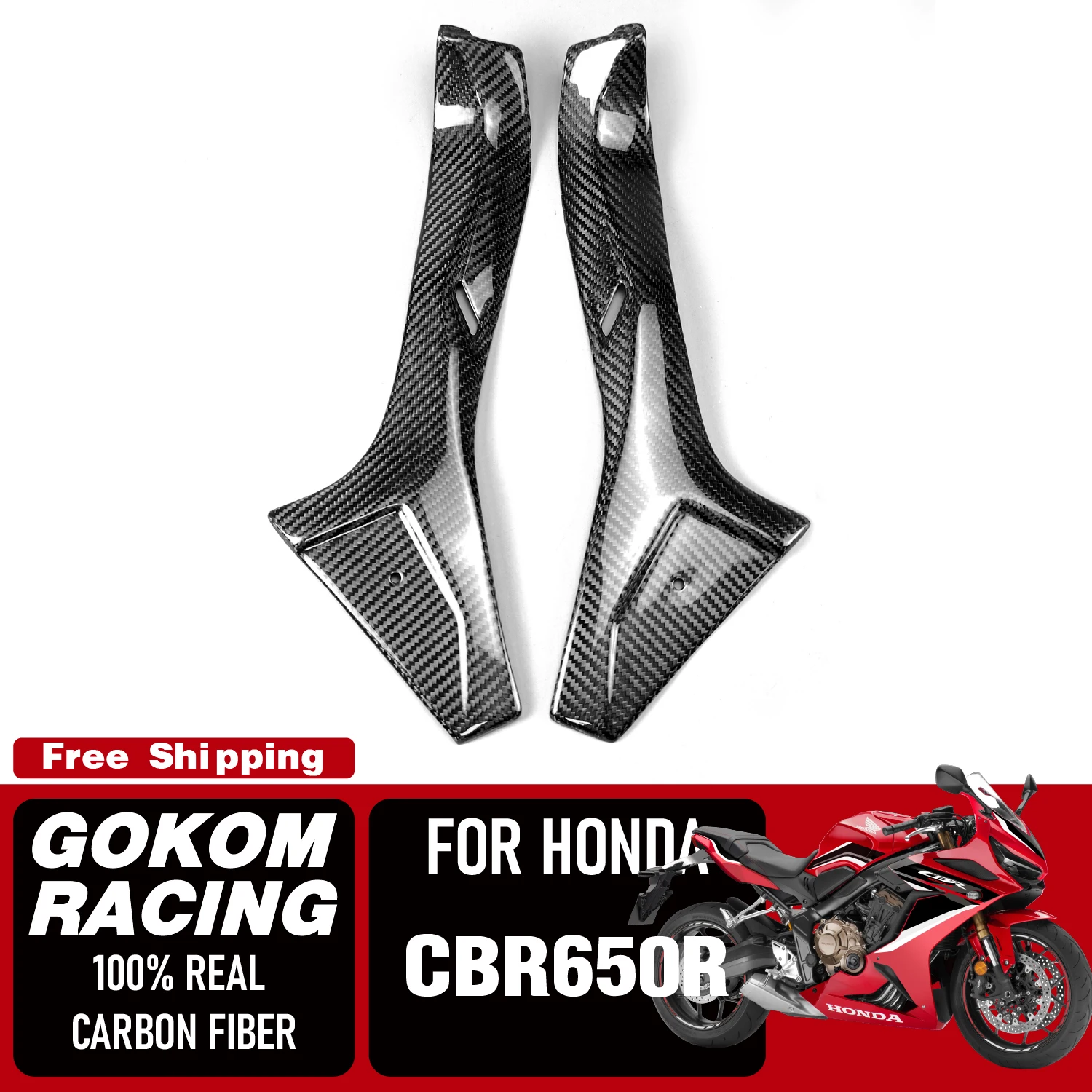 

Gokom Racing For HONDA CBR650R Front side panel GUARD COVER COWLING FAIRING 100% REAL CARBON FIBER MOTORCYCLE ACCESSORIES