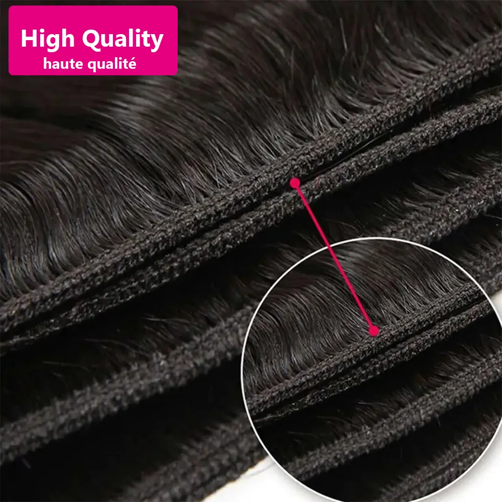 Human Hair Bundles Bouncy Curly Bundles with 4x4 Lace Closure Brazilian Remy Human Hair Extensions Natural Water Wave Dark Brown Color Hair