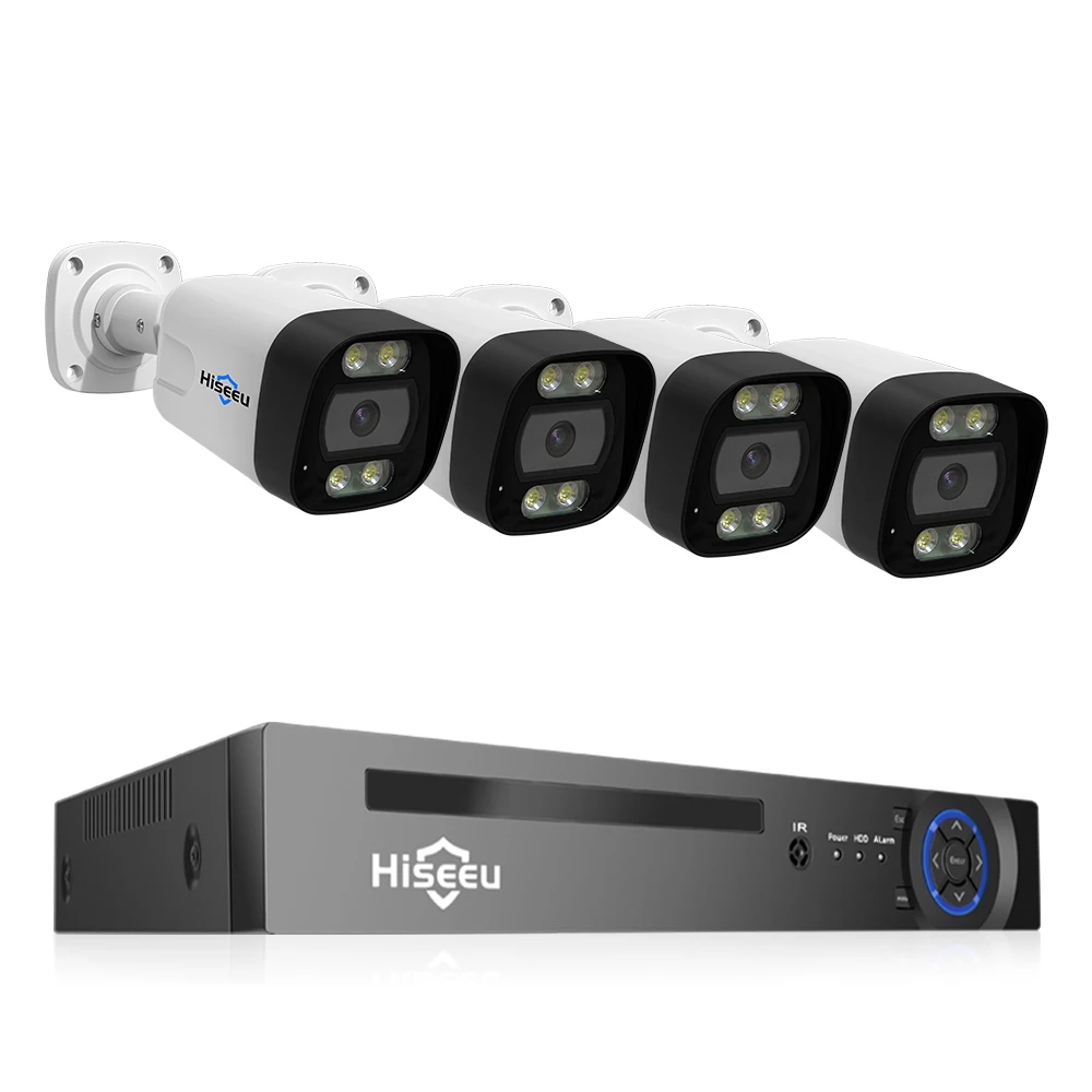 

Hiseeu 8MP 8CH NVR Set Outdoor Security CCTV Camera System Set Colorful Night Vision AI Face Detection