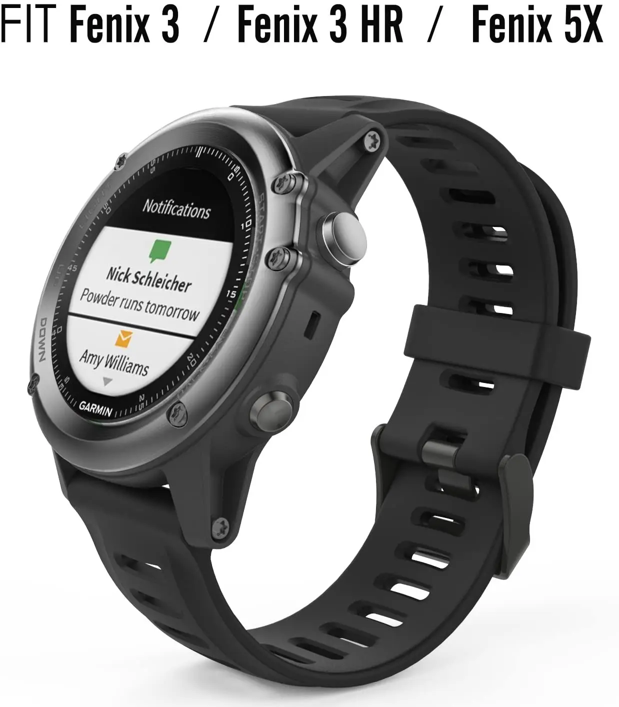 Ремешок для Garmin Fenix 3/fenix 5x Мягкая силиконовая лента Fit 6x/fenix 6x Pro/fenix 3 Hr/fenix 5x/5x Plus 26 мм