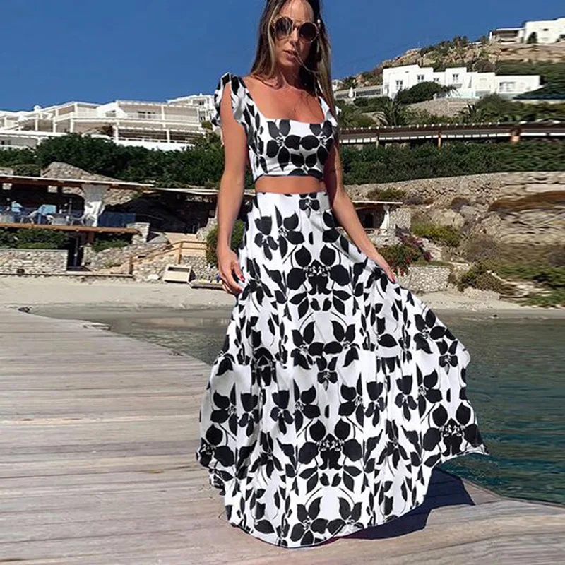 Superior + Cintura Verão Nova Moda Combinando Terno Impresso Boêmio Sexy Praia Saia 2 Peças Feminino Curto Alta Longo 2022 7 Computers & Electronics